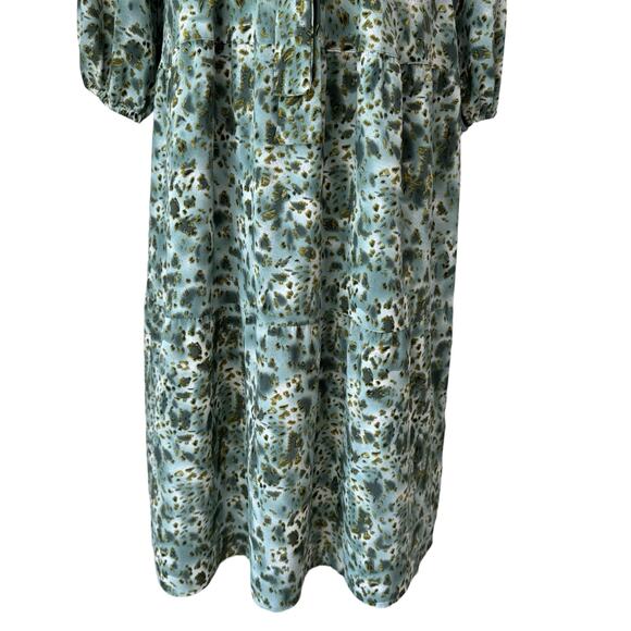 Maxi Dress Womens M Green Animal Print Flowy Country Cottage Boho Resort - Picture 6 of 10